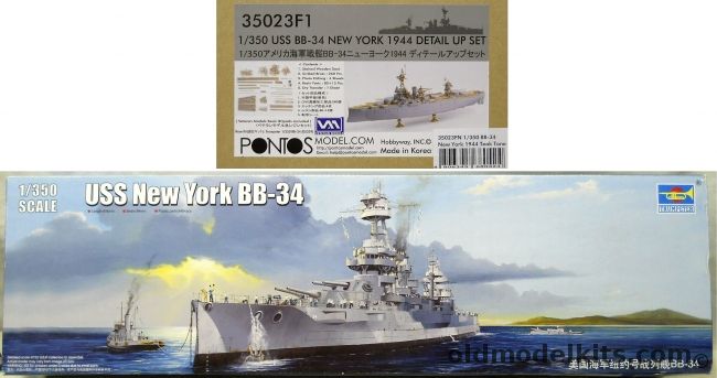 Trumpeter 1/350 USS New York BB34 Battleship Plus Pontos Detail Up Set, 05339 plastic model kit