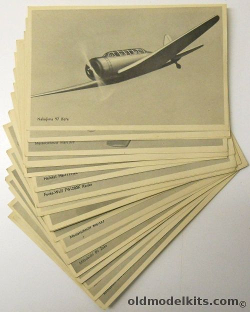 Unknown Original Early 1940s 36 Axis Aircraft Identification and Data Cards - Bagged plastic model kit