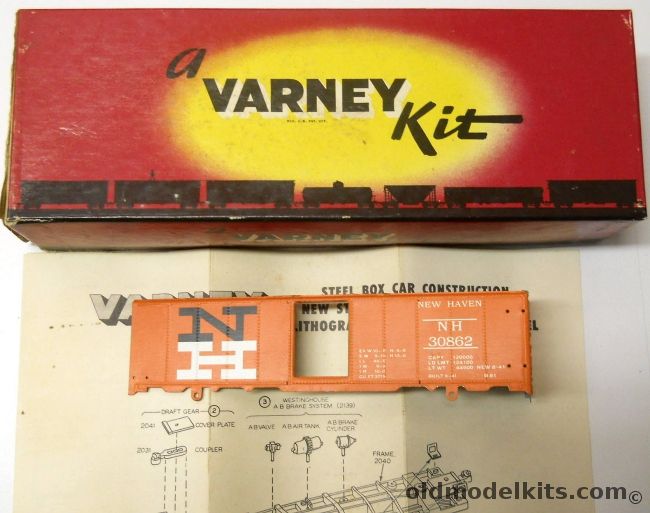 Varney 1/87 New Haven Metal Box Car With Trucks - Overall Orange Color Scheme - Craftsman Kit - HO Scale, B-81 plastic model kit