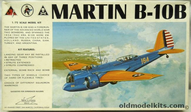 Williams Brothers 1/72 Martin B-10B Bomber - 96th Bombardment Squadron / 11th BS / 31st BS, 72-210 plastic model kit