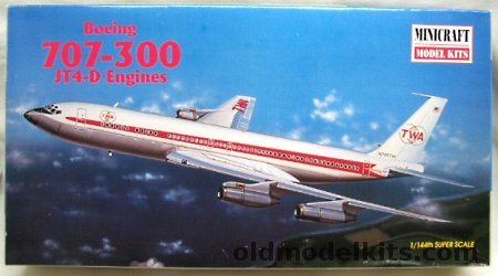 Minicraft 1/144 Boeing 707-300 TWA with JT4-D and In Formation 707 Nose Insert - (707), 14454 plastic model kit