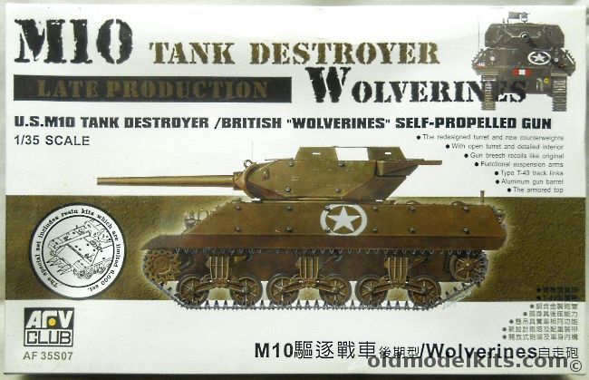 AFV Club 1/35 M10 Tank Destroyer - Late Production / British Wolverines Self-Propelled Gun, AF35S07 plastic model kit