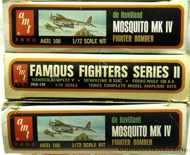 AMT-Frog 1/72 Famous Fighters II Hawker Tempest V / Dewoitine D-520C / FW-190 A-4 / TWO de Havilland Mosquito Mk IV plastic model kit