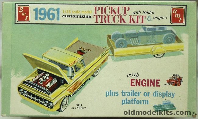 AMT 1/25 1961 Ford F100 Truck Pickup Customizing Kit - Stock / Custom / Service Truck Mobile Gas, K131 plastic model kit