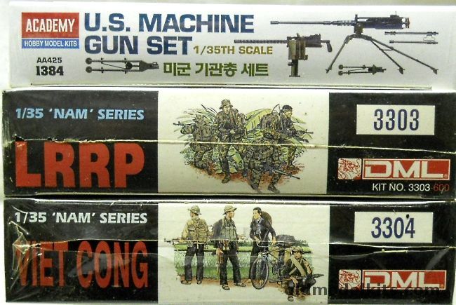 Academy 1/35 US Machine Gun Set / DML 3303 LRRP 'Nam Series / DML 3304 Viet Cong 'Nam Series, 1384 plastic model kit