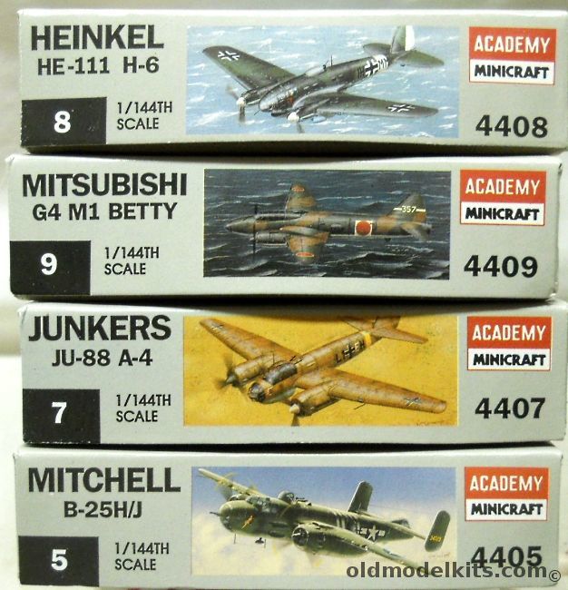 Academy 1/144 Heinkel He-111 H-6 / G4M1 Betty / Ju088 A-4 / B-25 H/J Mitchell, 4405 plastic model kit