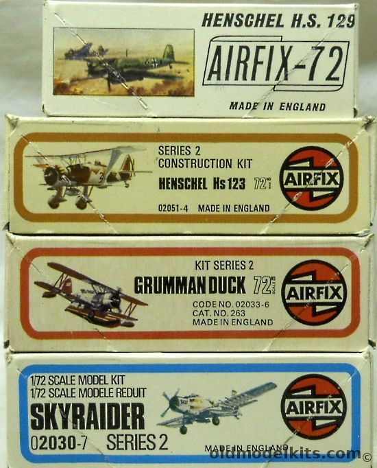 Airfix 1/72 Henschell Hs-129 / Henschel Hs-123 A-1 / Grumman Duck / Skyraider AH-1, 262 plastic model kit