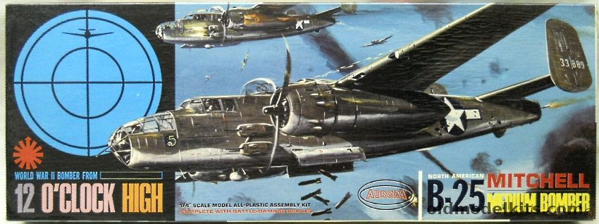 Aurora 1/46 12 O'Clock High B-25 Mitchell Medium Bomber, 348-249 plastic model kit