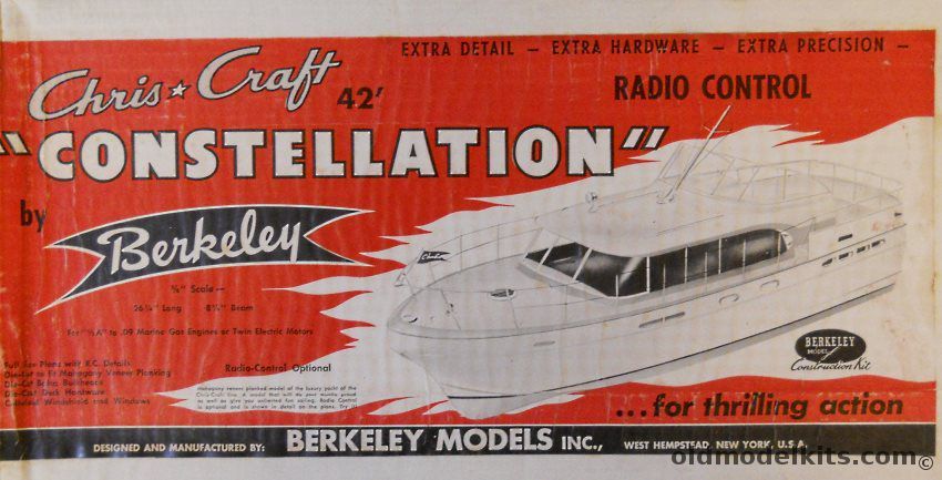 Berkeley Chris-Craft 42 Foot Constellation - 26 Inches Long For R/C or Display - (Chris Craft), CC-9 plastic model kit