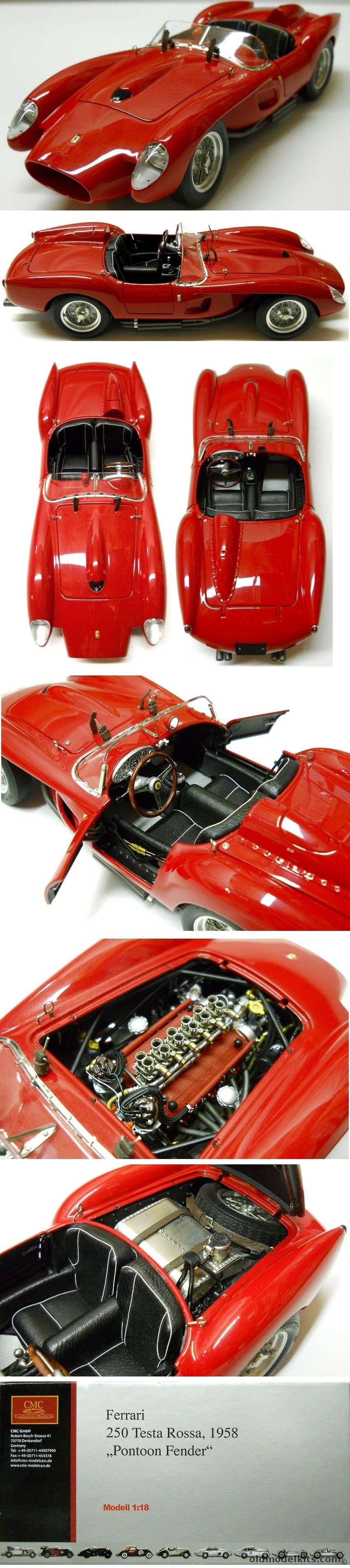 CMC 1/18 Ferrari 250 Testa Rossa 1958 Pontoon Fender - Extremely Detailed Factory Built Display Model, M-071 plastic model kit