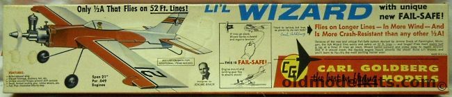 Carl Goldberg Models Li'l Wizard - 21 inch Wingspan .049 U-Control For 52 Foot Lines, G5 plastic model kit