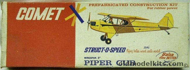 Comet Piper Cub J3 Struct-O-Speed Prefabricated Flying Aircraft, 2101-30 plastic model kit