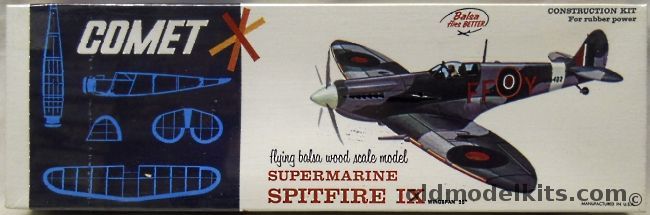 Comet Supermarine Spitfire IX - 20 inch Wingspan Flying Balsa Airplane Model, 3402-150 plastic model kit