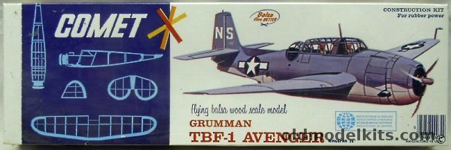 Comet Grumman TBF-1 Avenger - 20 inch Wingspan Flying Balsa Airplane Model - (TBF1 TBF), 3403 plastic model kit