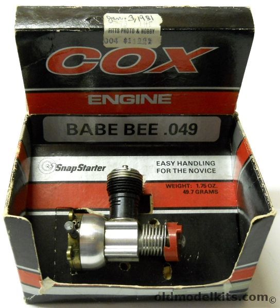 Cox Babe Bee .049 Gas Engine - With Integral Tank Carburetor, 350 plastic model kit