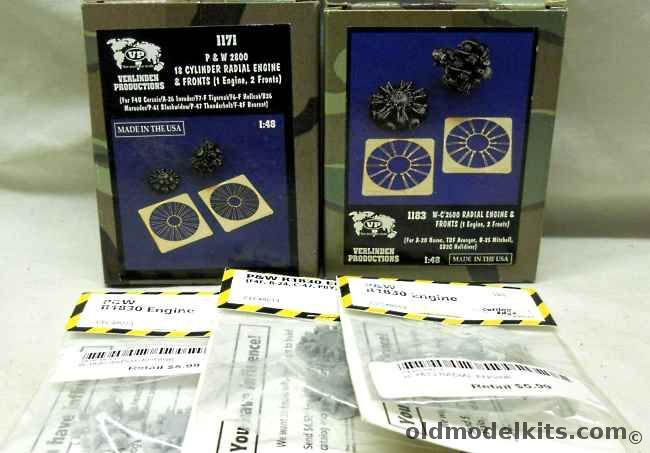 Cutting Edge 1/48 THREE P&W R1830 Engine / Verlinden #1171 P&W 2800 Engines / Verlinden #1183 Curtiss Wright 2600 Engines + 3 More 2600s, CEC48013 plastic model kit