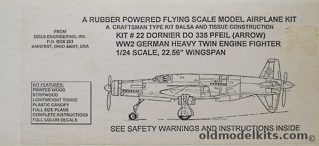 Diels Engineering 1/24 Dornier Do-335 Pfeil Arrow - 22.56 Inch Wingspan Flying Aircraft, 22 plastic model kit