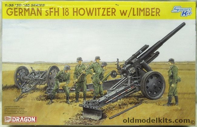 Dragon 1/35 German sFH 18 Howitzer With Limber Smart Kit, 6392 plastic model kit