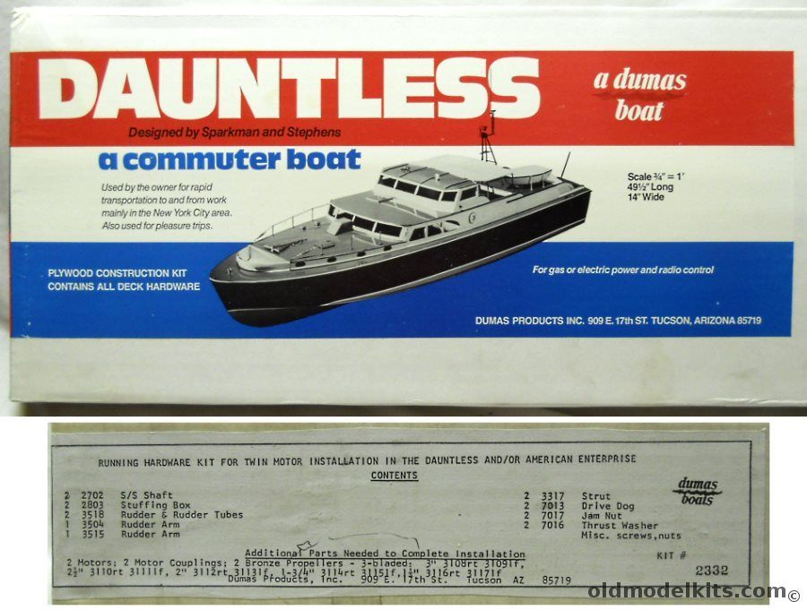 Dumas 1/15 Dauntless Commuter Boat And Yacht With 2332 Running Hardware Kit - 49.5 Inch Ship For R/C or Display, 1211 plastic model kit