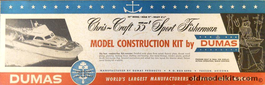 Dumas 1/12 Chris-Craft 35 Foot Sport Fisherman With Fittings - 35 Inches Long For Display or R/C - (Chris Craft), N20 plastic model kit