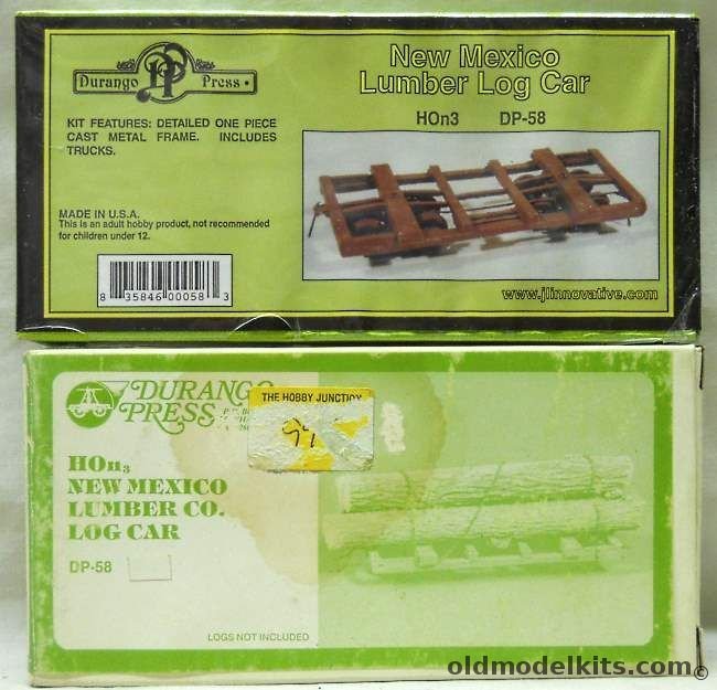 Durango Press 1/87 TWO New Mexico Lumber Co. Log Cars With Trucks HOn3 Narrow Gauge - Craftsman Model, DP-58 plastic model kit