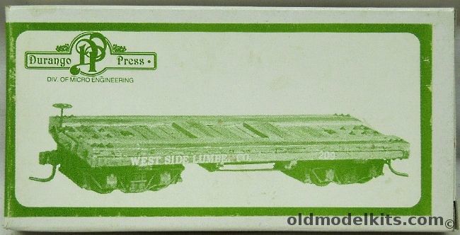 Durango Press 1/87 Westside Lumber Flat Car With Trucks HOn3 Narrow Gauge - HO Scale Craftsman Model, DP-50 plastic model kit