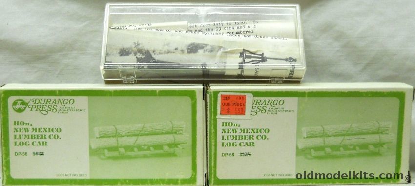 Durango Press 1/87 TWO New Mexico Lumber Co. Log Cars With Trucks And Precision Models Swayne Log Car WSLC With Trucks HOn3 Narrow Gauge - Craftsman Model, DP-58 plastic model kit