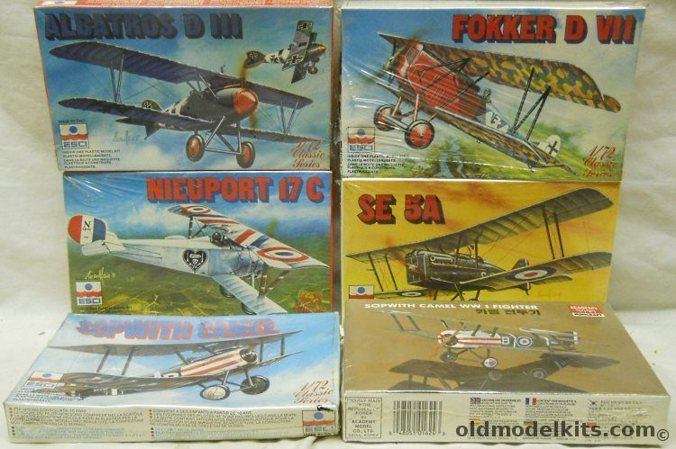 ESCI 1/72 Nieuport 17C / SE-5A Scout / Fokker D-VII / Albatros D-III / Sopwith Came / And Academy Sopwith Camel plastic model kit