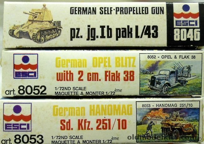 ESCI 1/72 TWO German Self-Propelled Gun Pz.Jg.Ib Pak L/43 / TWO Opel Blitz With 2 cm Flak 38 / TWO Hanomag Sd.Kfz.251/10, 8046 plastic model kit