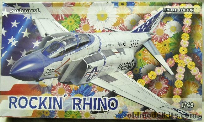 Eduard 1/48 F-4J Rockin Rhino Limited Edition - VMFA-235 Death Angels MCAS Kaneohe Bay 1972 / VF-92 Silver Knights USS Constelation '73 / VX-4 The Evaluators '72 / MVFA-451 Warlords USS Forrestal '76 / VF-114 Aardvarks USS Kittyhawk '71, 1143 plastic model kit