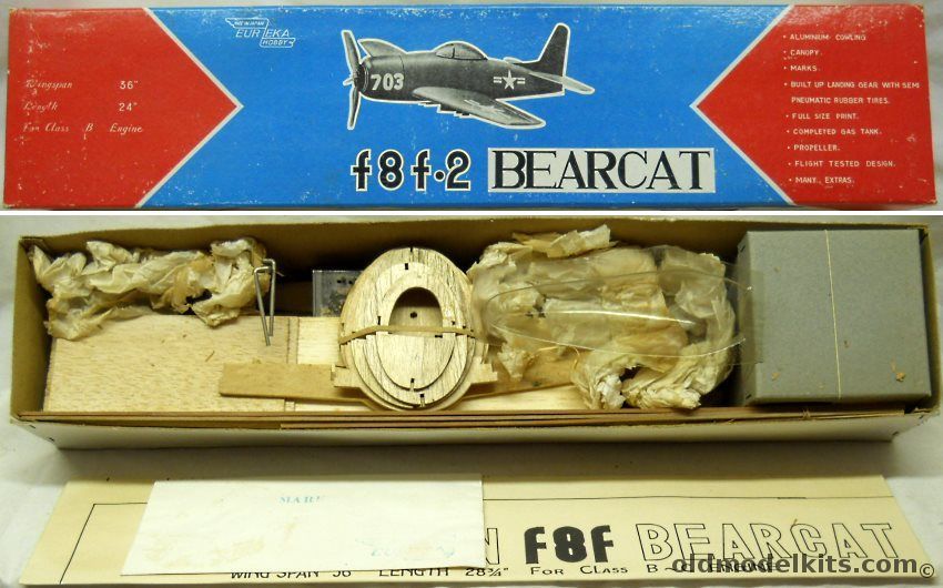 Eureka Hobby Grumman F8F-2 Bearcat (F8F) - 36 Inch Wingspan Class B Flying Aircraft plastic model kit