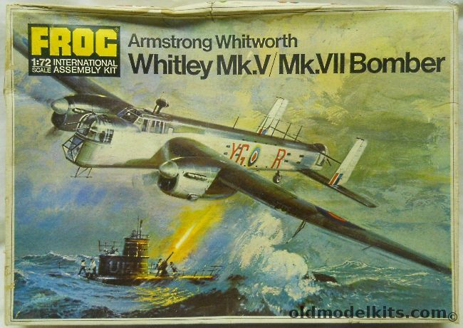 Frog 1/72 Armstrong Whitworth Whitley Mk.V/Mk.VII - No. 502 Sq Coastal Command Aldengrove 1942 / No 102 Sq Bomber command RAF Nov. 1940 (P/O G. Leonard Cheshire), F207 plastic model kit