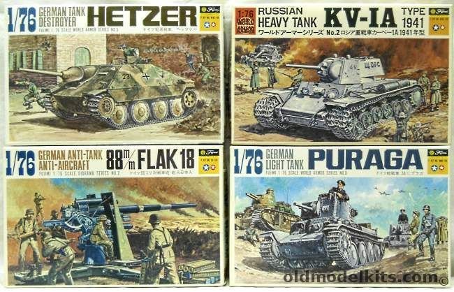 Fujimi 1/76 KV-1A 1941 / Hetzer / Puraga / 88mm Flak 18 plastic model kit