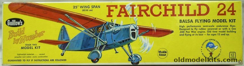 Guillows Fairchild 24 - 25 Inch Wingspan for Free Flight or R/C Conversion, 701 plastic model kit