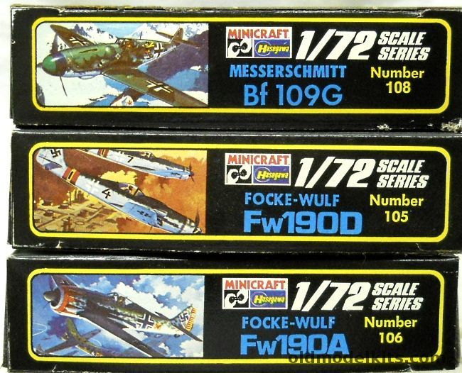 Hasegawa 1/72 TWO Messerschmitt BF-109G / TWO Focke-Wulf FW-190D / TWO FW-190A Builders plastic model kit