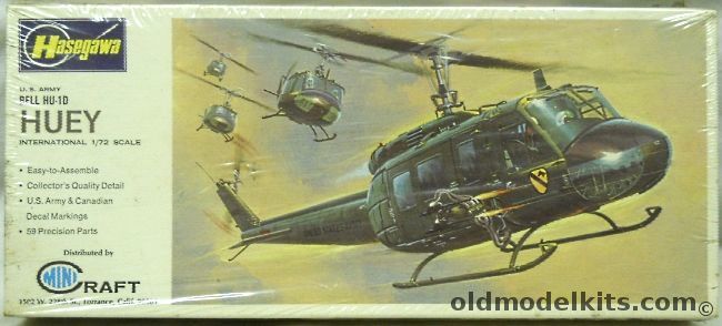 Hasegawa 1/72 Bell UH-1D Huey Helicopter - (HU-1D) US Army or Canadian Armed Forces, JS052-130 plastic model kit