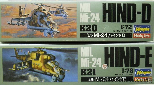 Hasegawa 1/72 Mil Mi-24 Hind-D And Mil Mi-28 Hind-E, K20 plastic model kit