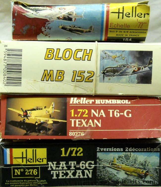 Heller 1/72 Bell P-39 N/Q Airacobra / Bloch MB-152 (SMER Issue) / T-6G Texan Black Box Issue / T-6G Red Box Issue plastic model kit