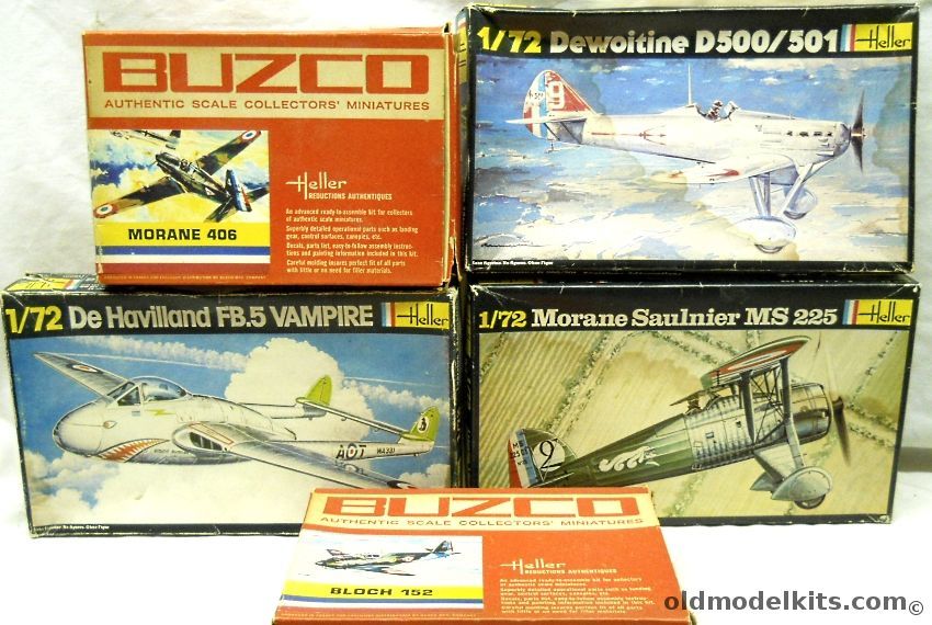 Heller 1/72 Bloch 152 / Morane 406 / Vampire FB.5 / Morane Saulnier MS-225 / Dewoitine D-500 / 501 plastic model kit