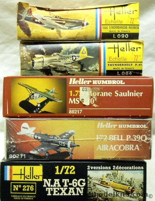 Heller 1/72 Yak-3 Normandie-Niemen / P-47 Thunderbolt / P-39Q Airacobra / Morane Saulnier MS-230 / T-6G Texan plastic model kit