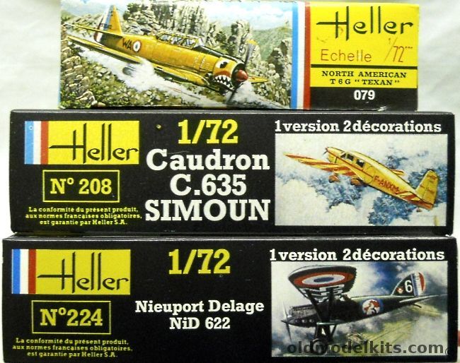 Heller 1/72 TWO T-6G Texan / TWO Caudron C-635 Simoun / THREE Nieuport Delage NiD-622, 208 plastic model kit