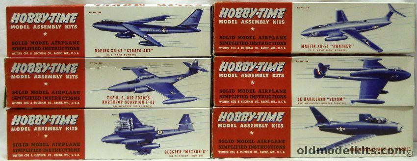 Hobby-Time Martin XB-51 Panther Bomber / Gloster Meteor 8 / Northrop F-89 Scorpion / North American F-86 Sabre Jet / Boeing XB-47 Strato-Jet / De Havilland Venom plastic model kit