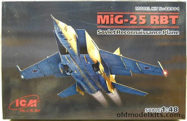 ICM 1/48 Mig-25 RBT Reconnaissance Aircraft - Foxbat - Soviet Air Force Late 1980s / Russian Air Force 47th GRAP May 2001 / Iraqi Air Force Late 1980s / Libya Air Force 2000s, 48901 plastic model kit