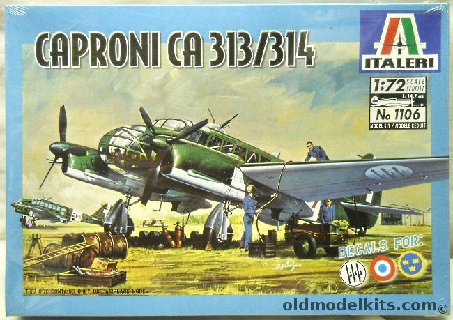 Italeri 1/72 Caproni CA-313 or CA-314 Ground Attack Aircraft - Italian / Swedish / French Air Forces, 1106 plastic model kit