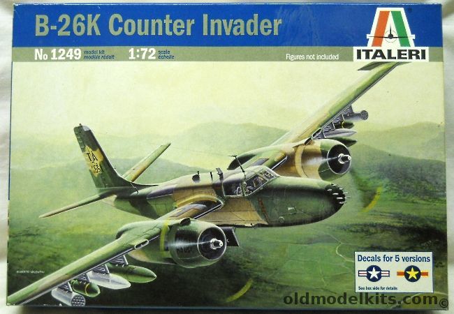 Italeri 1/72 Douglas B-26K Counter Invader - USAF 609th SOS 59th SOW Nakom Phanom Thailand 1970 / Same Sq 1969/  Same Sq 1966 / FA Congolaise (Congo) 211 Escadrille 21 Wing Albertville 1966/67 /  CIA Congo 1966, 1249 plastic model kit