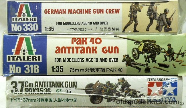 Italeri 1/35 German Machine Gun Crew / Pak-40 Anti-Tank Gun / Tamiya #35035 3.7cm Anti-Tank Gun Pak 35/36 With Crew Of Four, 330 plastic model kit