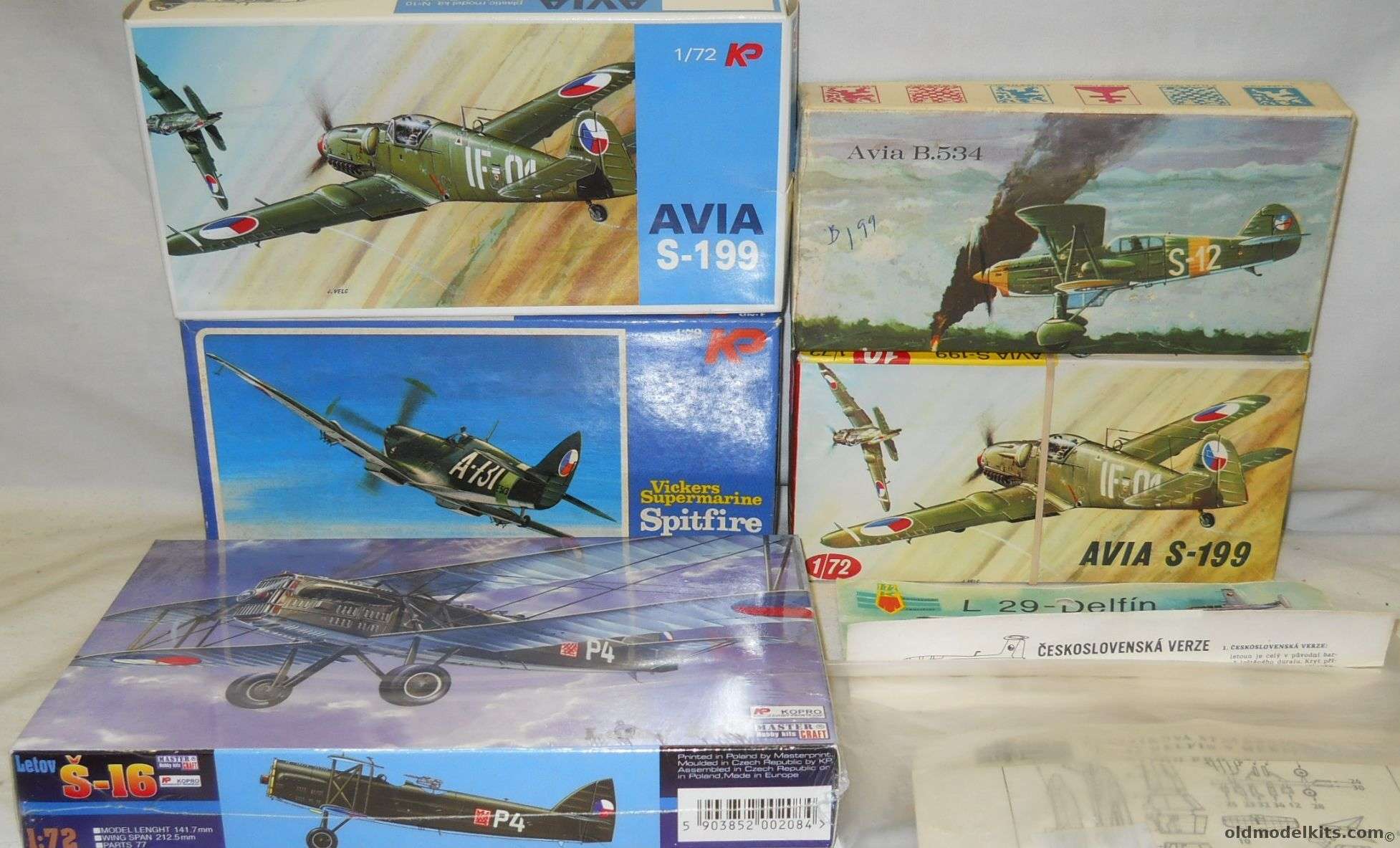 KP 1/72 Avia B-534 / L-29 Delfin / Avia S-199 / Avia S-199 / Spitfire Mk. LF IXE / Letov S-16 plastic model kit