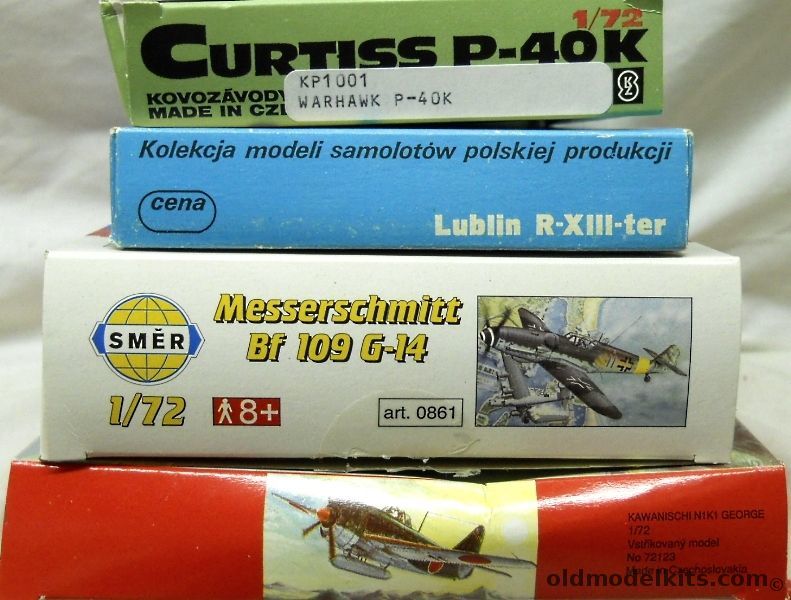 KP 1/72 KP Curtiss P-40K / MPM Kawanishi N1K1 George / PL Lublin R-XIII -ter / SMER Messerschmitt Bf-109 G-24, KP1001 plastic model kit