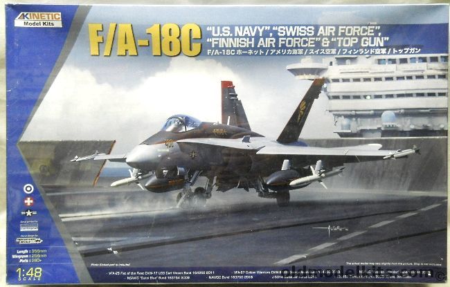 Kinetic 1/48 F/A-18C Hornet - US Navy / Swiss Air Force / Finnish Air Force / Top Gun, K48031 plastic model kit