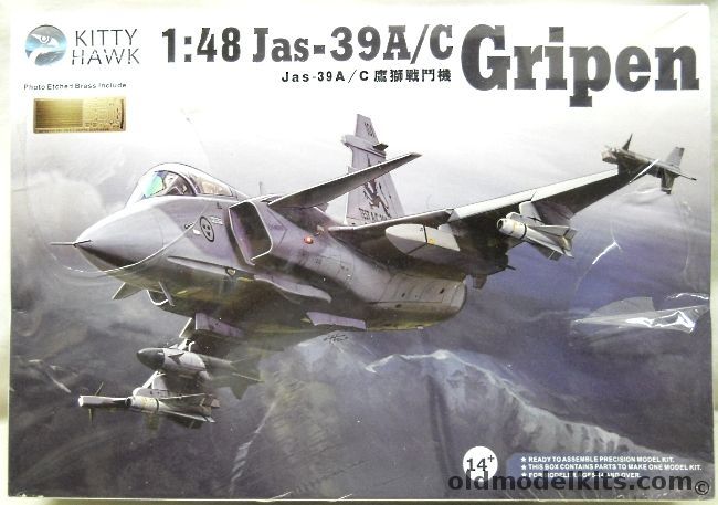 Kitty Hawk 1/48 Jas-39A/C Gripen - With PE Parts - Swedish / Hungarian / Czech Air Forces, KH80117 plastic model kit